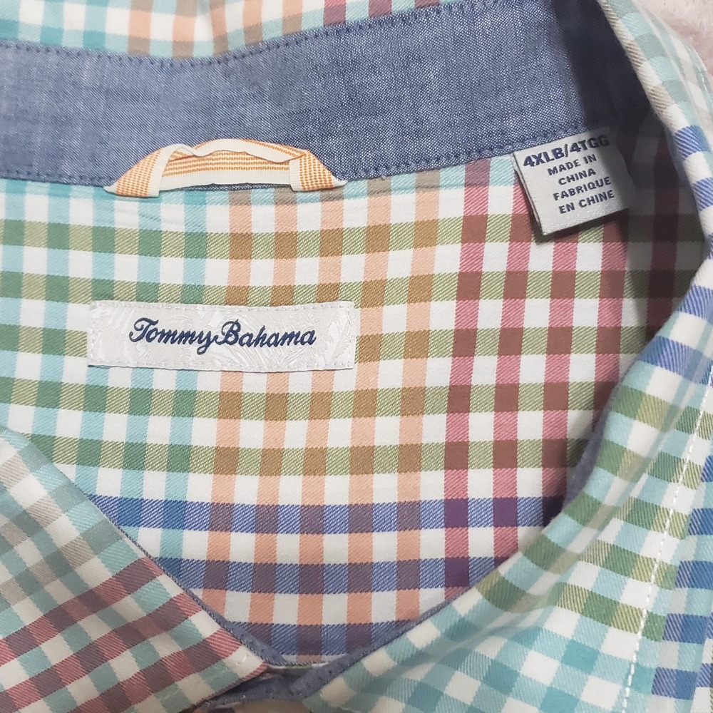 Tommy Bahama Mens 4XLB Rainbow Check Plaid Short Sleeve Button Down Shirt - Picture 4 of 9